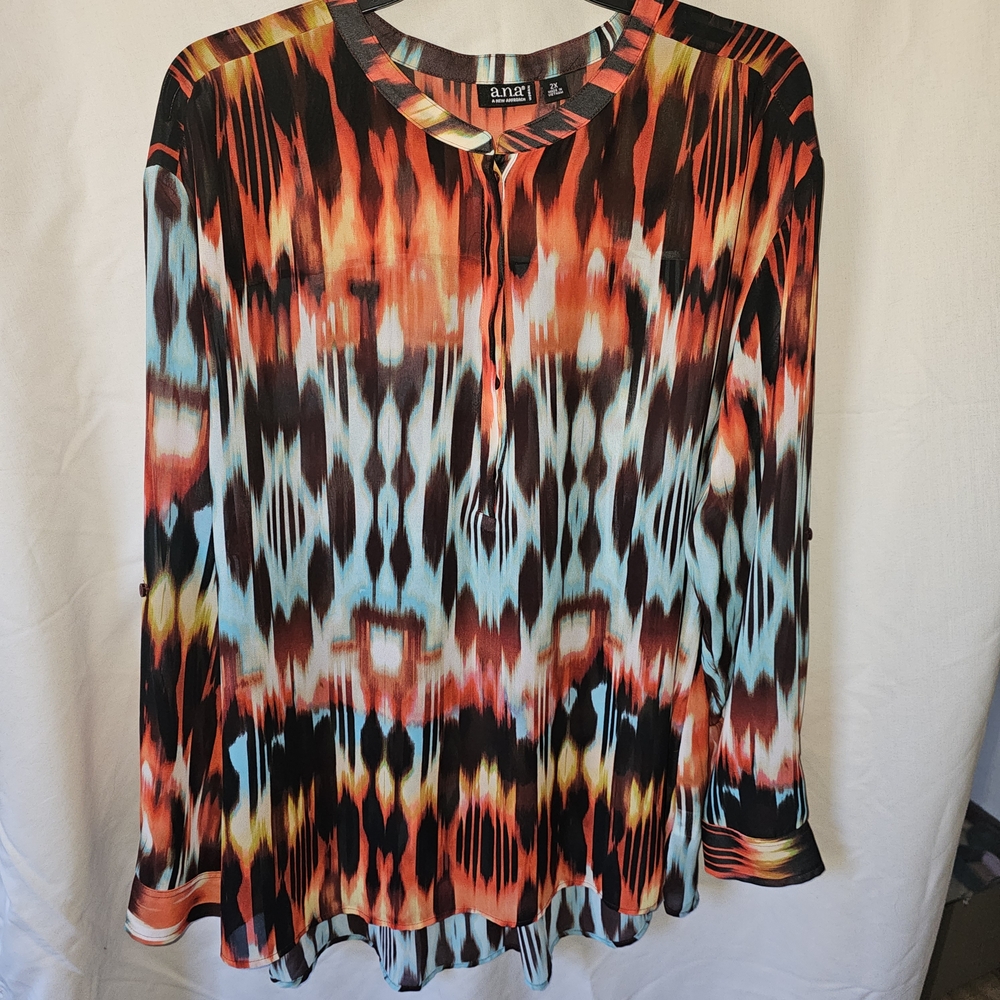 a.n.a Women's Vibrant Patterned Blouse.  Lightweight very comfortable material.